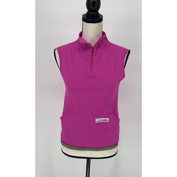 ROBERTO CAVALLI Freedom Mock Neck Tank  Active‎ Top Sleeveless Size 42 Magenta - Picture 2 of 11